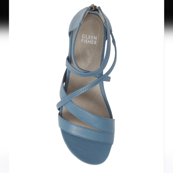 EILEEN FISHER SKIP WASHED BLUE LEATHER SNEAKER SANDAL SZ 9 - Picture 3 of 11